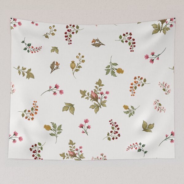 Item preview, Vintage Botanical Toss Pattern | Cottage Garden Berries and Wildflowers Seamless Design designed and sold by neenu-bhasin11.