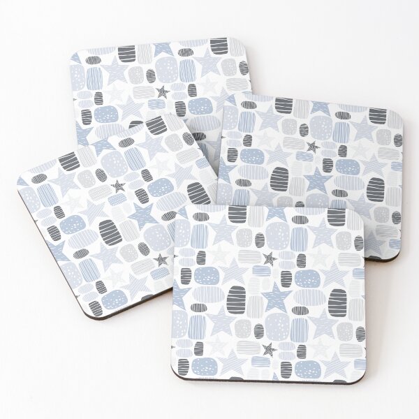Item preview, Blue Grey Star Doodle Pattern Cute Scandinavian Kids Nursery designed and sold by Zaya_art.
