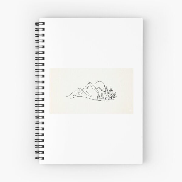 Item preview, Mountain Serenity Line Art – Minimalist Nature Landscape with Pine Forest & Rising Sun designed and sold by FAZ-DESIGNS.