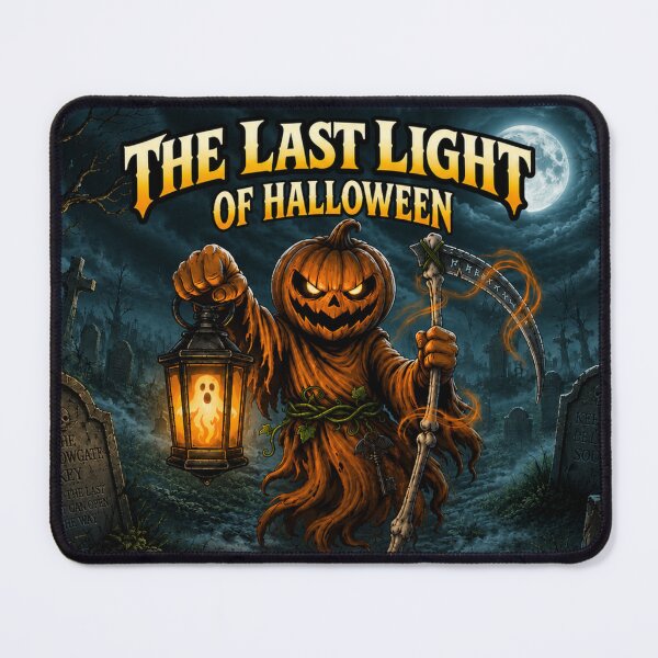 Item preview, The Last Light of Halloween Pumpkin Reaper Gothic Graveyard Art Print designed and sold by Fangtasia77.