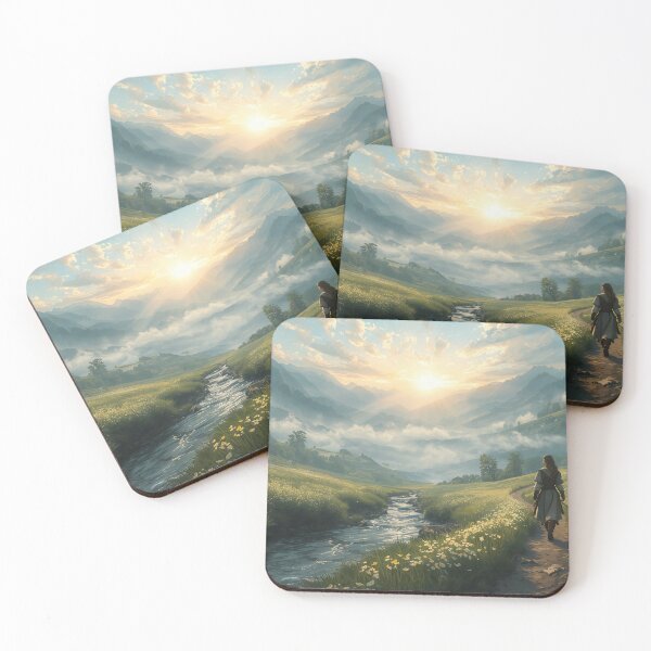 Item preview, Wanderer's Dawn — Medieval Traveler Fantasy Landscape Art designed and sold by middelight-luna.