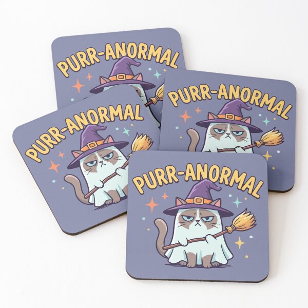 Item preview, Purr-Anormal! Grumpy Witch Cat Ghost Halloween designed and sold by Amir Faysal.