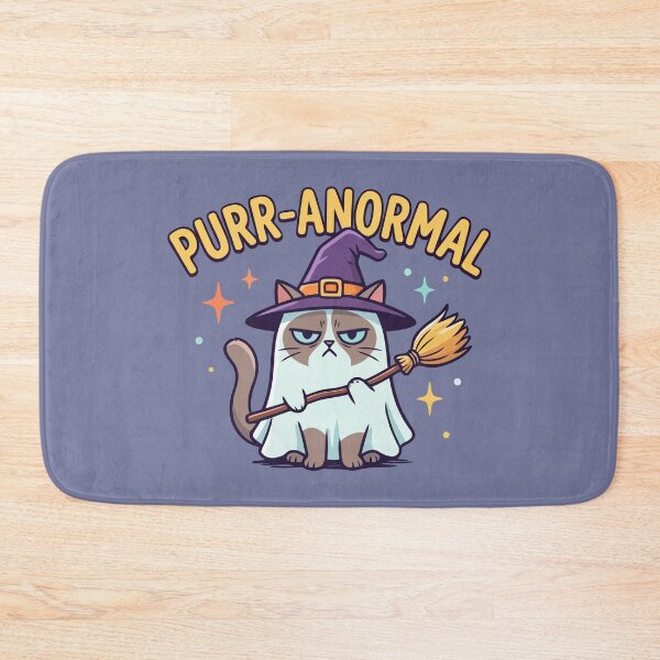 Item preview, Purr-Anormal! Grumpy Witch Cat Ghost Halloween designed and sold by Amir Faysal.