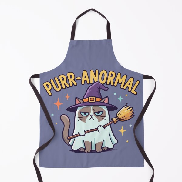 Item preview, Purr-Anormal! Grumpy Witch Cat Ghost Halloween designed and sold by Amir Faysal.