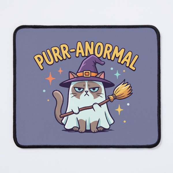 Item preview, Purr-Anormal! Grumpy Witch Cat Ghost Halloween designed and sold by Amir Faysal.