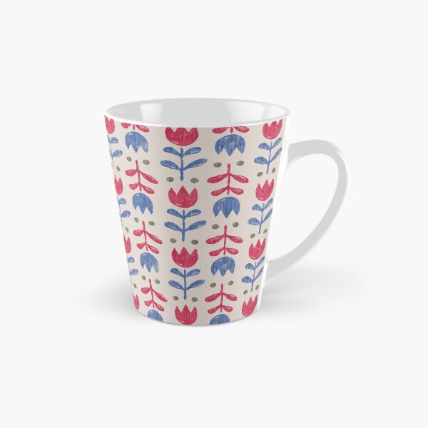 Item preview, Scandinavian Folk Tulip Pattern Red Blue Vintage Floral designed and sold by Zaya_art.