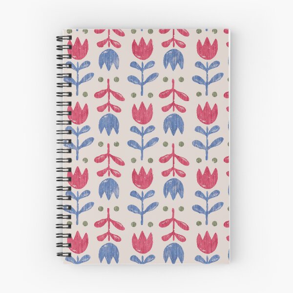 Item preview, Scandinavian Folk Tulip Pattern Red Blue Vintage Floral designed and sold by Zaya_art.