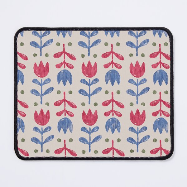 Item preview, Scandinavian Folk Tulip Pattern Red Blue Vintage Floral designed and sold by Zaya_art.