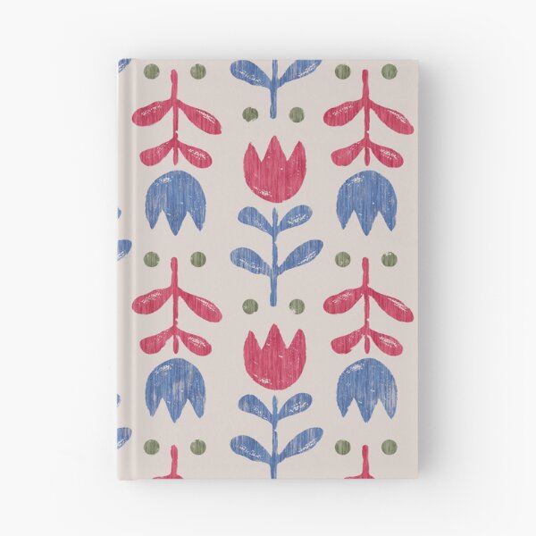 Item preview, Scandinavian Folk Tulip Pattern Red Blue Vintage Floral designed and sold by Zaya_art.