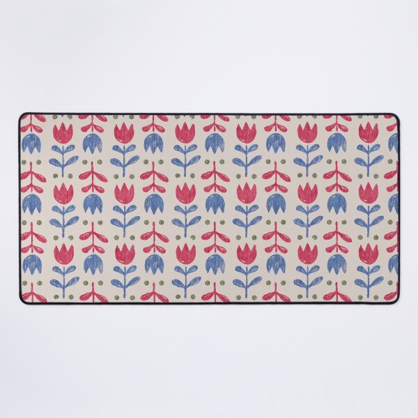 Item preview, Scandinavian Folk Tulip Pattern Red Blue Vintage Floral designed and sold by Zaya_art.