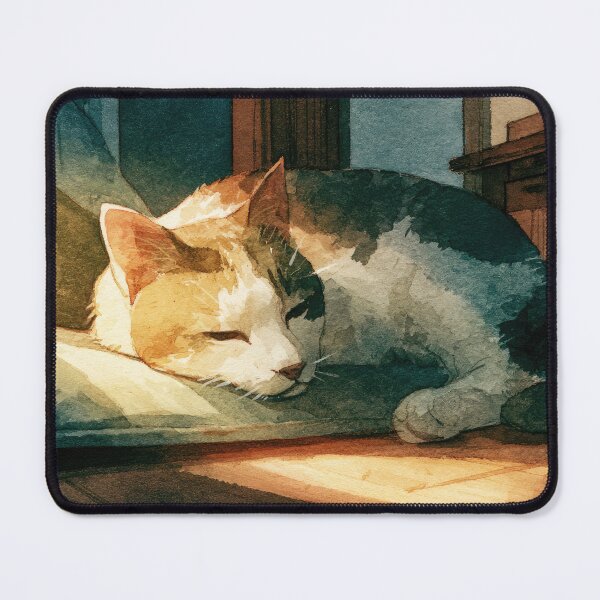 Item preview, One Sleepy White Cat Curled Up Comfortably, Soft Cozy Pastel Art designed and sold by Drissakembili.