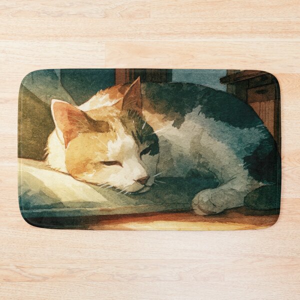 Item preview, One Sleepy White Cat Curled Up Comfortably, Soft Cozy Pastel Art designed and sold by Drissakembili.