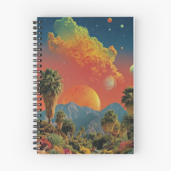 Item preview, Retro Surrealism Oasis Palm Trees Cosmic Mountains designed and sold by Mauswohn.