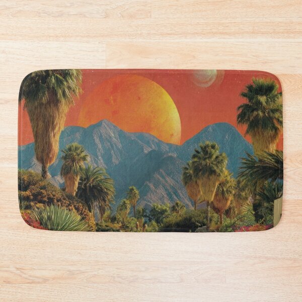 Item preview, Retro Surrealism Oasis Palm Trees Cosmic Mountains designed and sold by Mauswohn.