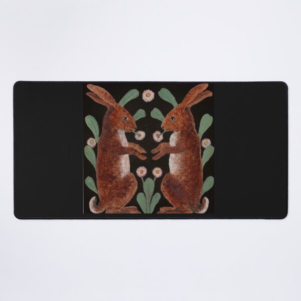 Item preview, Two Hares | Whimsical vintage bunny rabbit botanical decorative illustration designed and sold by celeste-archive.