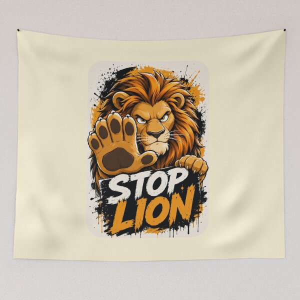 Item preview, Stop Lion Funny Lion Design designed and sold by BagFactoryUK.