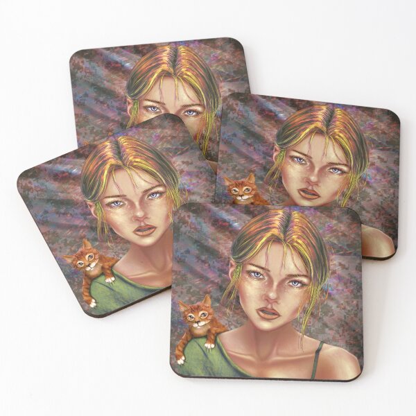 Item preview, Beautiful girl with an orange cat on her shoulder designed and sold by Witseart.