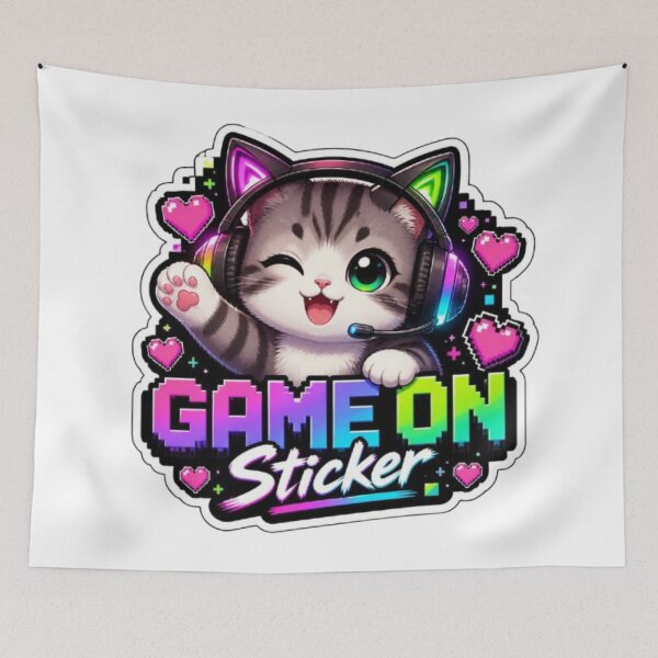 Item preview, Game On Kitty Gaming Sticker designed and sold by Stylestickers55.