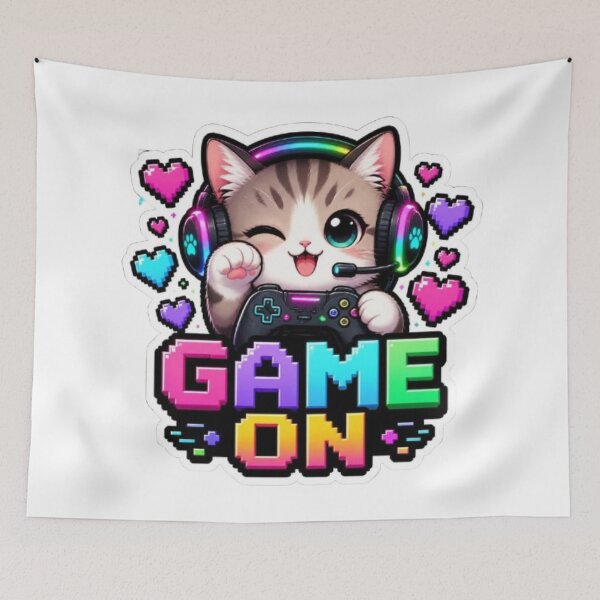 Item preview, Game On Kitty Gaming Sticker designed and sold by Stylestickers55.