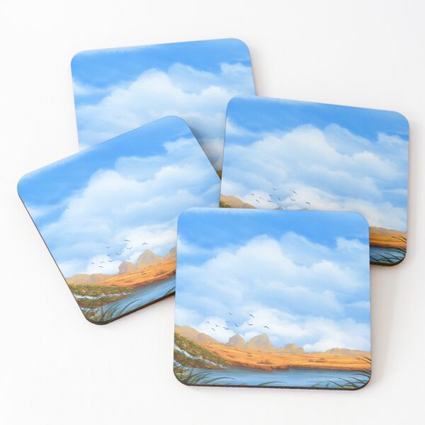 Item preview, Desert river, tall grass and beautiful clouds designed and sold by Witseart.