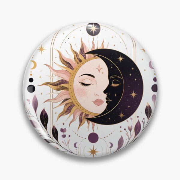 Item preview, Celestial Sun and Moon Face Art designed and sold by ModernMoodCo.