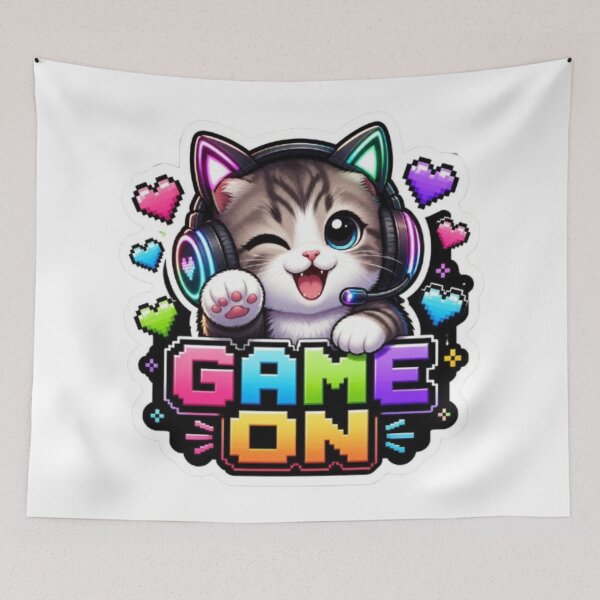 Item preview, Game On Kitty Gaming Sticker designed and sold by Stylestickers55.