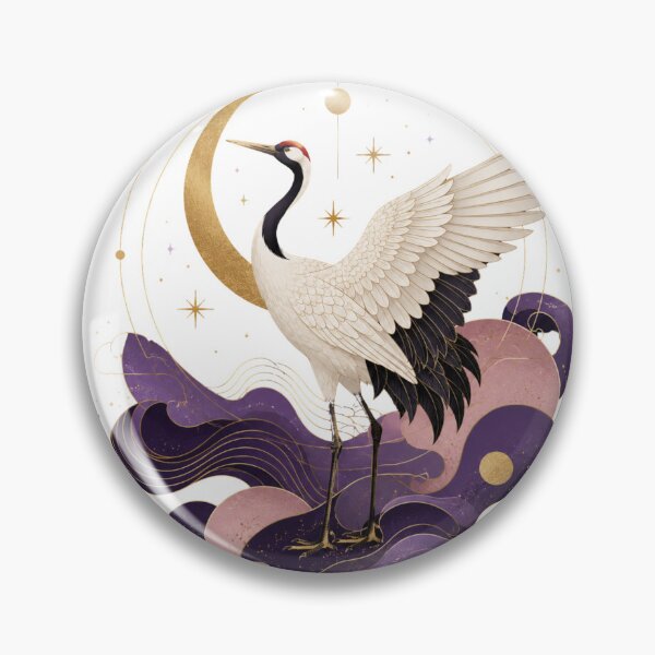 Item preview, Elegant Celestial Crane Moon Art designed and sold by ModernMoodCo.