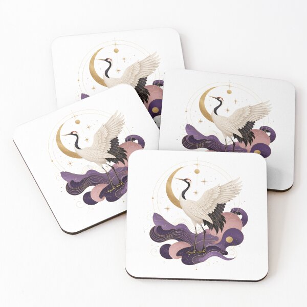 Item preview, Elegant Celestial Crane Moon Art designed and sold by ModernMoodCo.