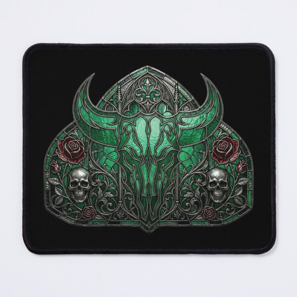Item preview, Gothic stained glass window with bull's skull designed and sold by David Mateo ArtWorks.
