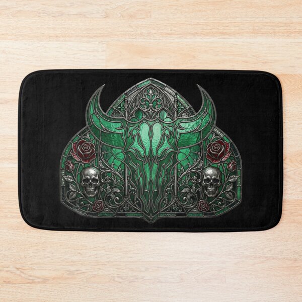 Item preview, Gothic stained glass window with bull's skull designed and sold by David Mateo ArtWorks.