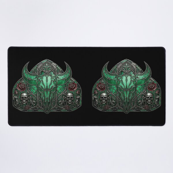 Item preview, Gothic stained glass window with bull's skull designed and sold by David Mateo ArtWorks.