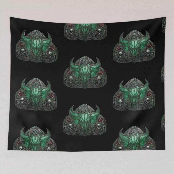 Item preview, Gothic stained glass window with bull's skull designed and sold by David Mateo ArtWorks.