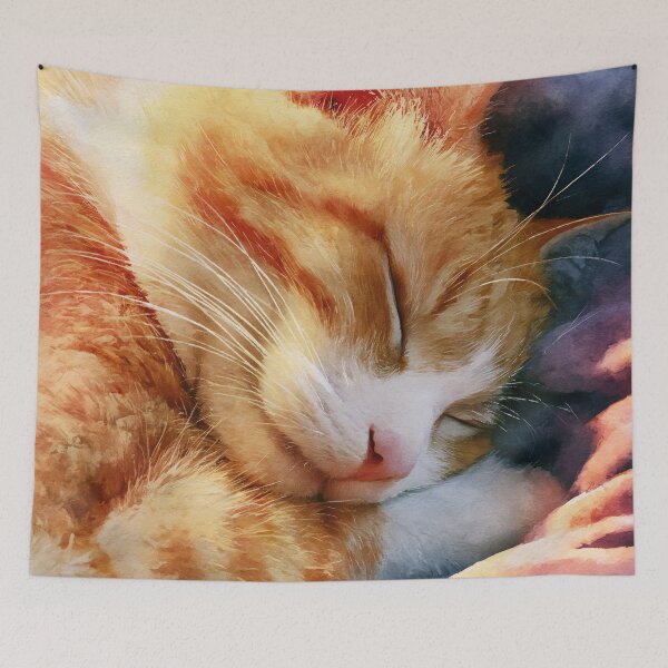 Item preview, Content Orange Cat Curled Up Sleeping Peacefully Cozy Warm Art designed and sold by Drissakembili.