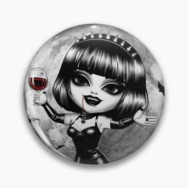 Item preview, Gothic Chibi Ossi Drinking Wine - Creepy Cute Vampire Girl designed and sold by Ossidiana..