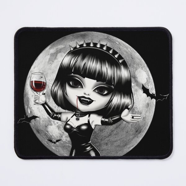 Item preview, Gothic Chibi Ossi Drinking Wine - Creepy Cute Vampire Girl designed and sold by Ossidiana..
