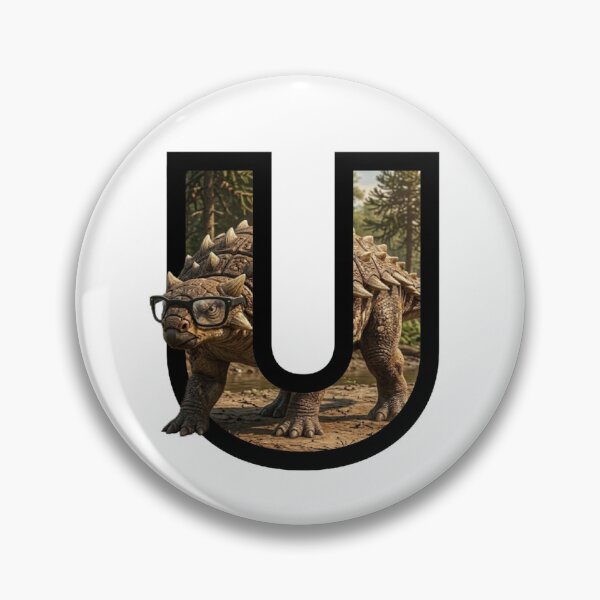 Item preview, Letter U Dinosaur - Nerdy Ankylosaurus wearing Glasses designed and sold by mackyartsstudio.