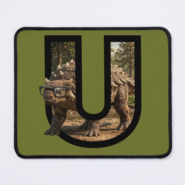 Item preview, Letter U Dinosaur - Nerdy Ankylosaurus wearing Glasses designed and sold by mackyartsstudio.