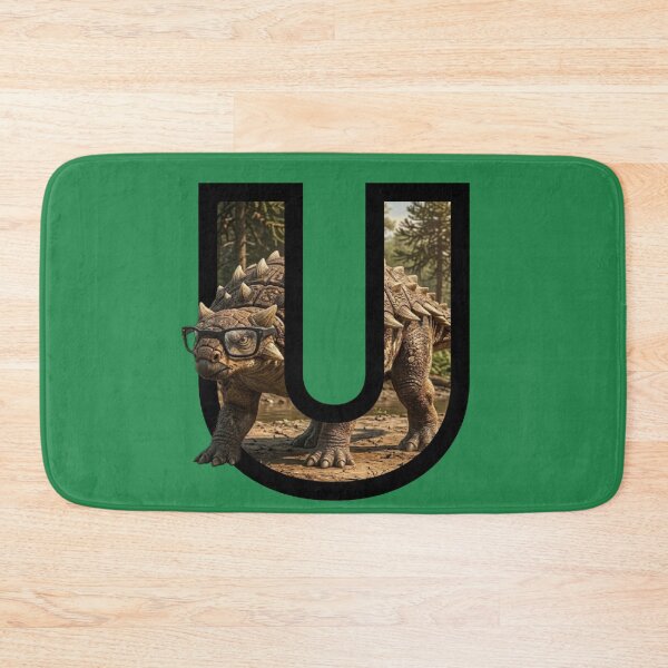 Artikelvorschau, Dinosaurier mit dem Buchstaben U – Nerdiger Ankylosaurus mit Brille entworfen und verkauft von mackyartsstudio.