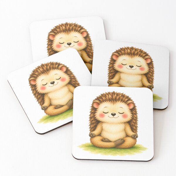 Item preview, Lotus Hedgehog Yoga Watercolor Print designed and sold by YogiAnimalArt.