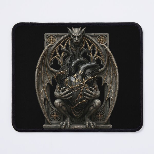 Item preview, Stone Gargoyle with Thorned Heart — Gothic Arch designed and sold by David Mateo ArtWorks.