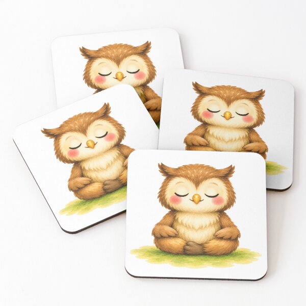 Item preview, Lotus Owl Yoga Watercolor Print designed and sold by YogiAnimalArt.