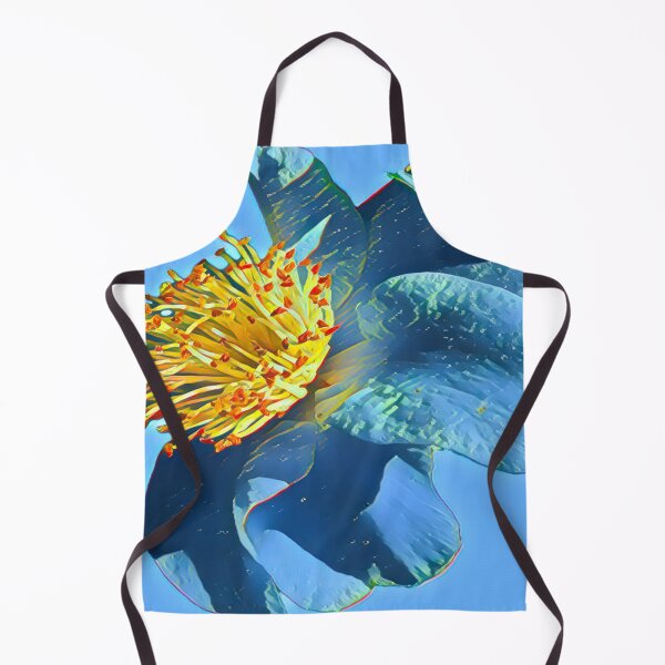 Item preview, Moody Electric Blue and Gold Camellia Flower Digital Painting designed and sold by BalkanBloom.