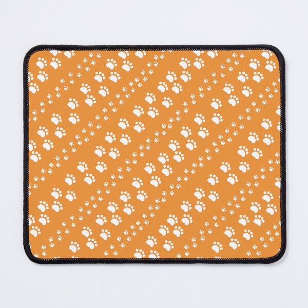 Item preview, White paw prints on orange designed and sold by Celeste Bocchicchio-Chaudhri.