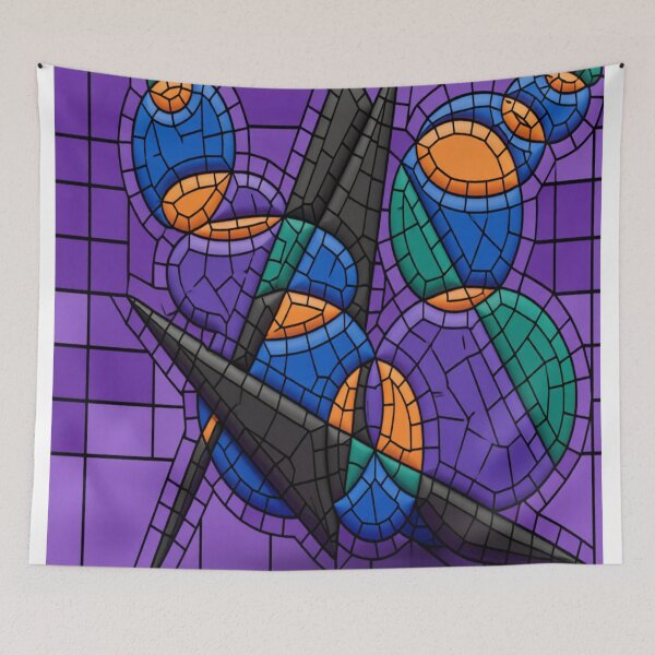 Item preview, symbols dark C tile mosaic colorful geometric abstract design designed and sold by SmashingDeals.