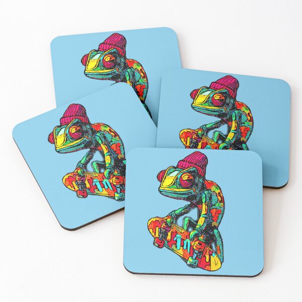 Item preview, Chameleon Skater Psychedelic Beanie Pixel Art designed and sold by AstronautMerch.