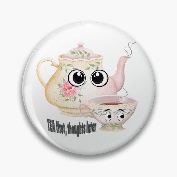 Item preview, Tea First, Thoughts Later Sticker – Funny Tea Lover Quote, Vintage Floral Teapot & Teacup Illustration designed and sold by Pandey14.