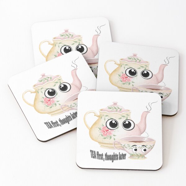 Item preview, Tea First, Thoughts Later Sticker – Funny Tea Lover Quote, Vintage Floral Teapot & Teacup Illustration designed and sold by Pandey14.