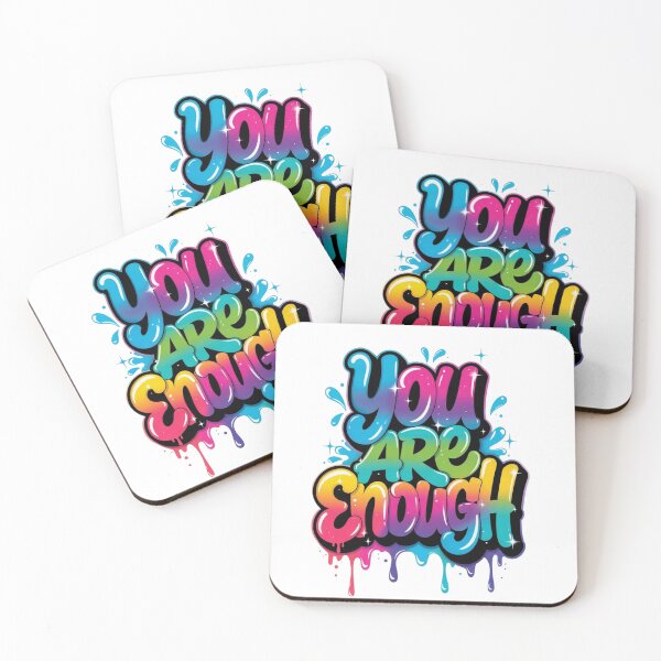 Item preview, You Are Enough Colorful Motivational Typography Design designed and sold by ExploreAura Studio.