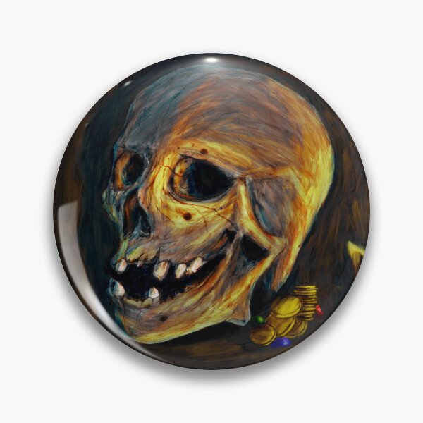 Item preview, Creepy skull in a dark place with a candle and coins designed and sold by Witseart.