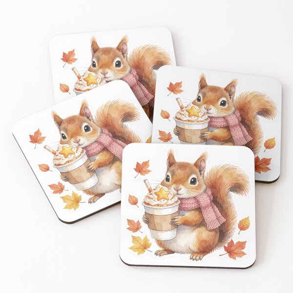 Artikelvorschau, Autumn Squirrel Sticker | Cozy Fall Cappuccino Squirrel entworfen und verkauft von AillustriaAK.